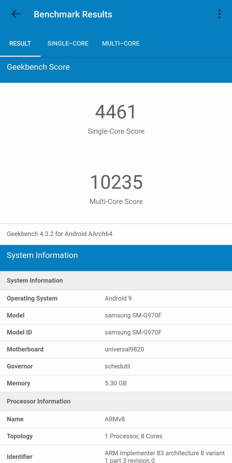 s10e geekbench