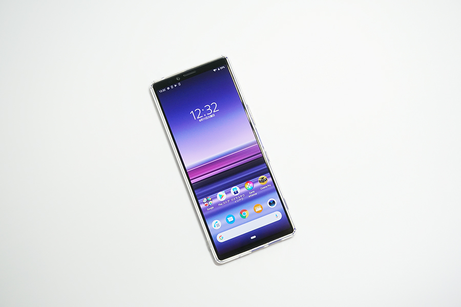 A-VIDET Xperia 1 TPUクリアケースを付けてみた状態の前面