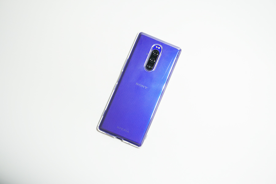 A-VIDET Xperia 1 TPUクリアケースを付けてみた状態の背面