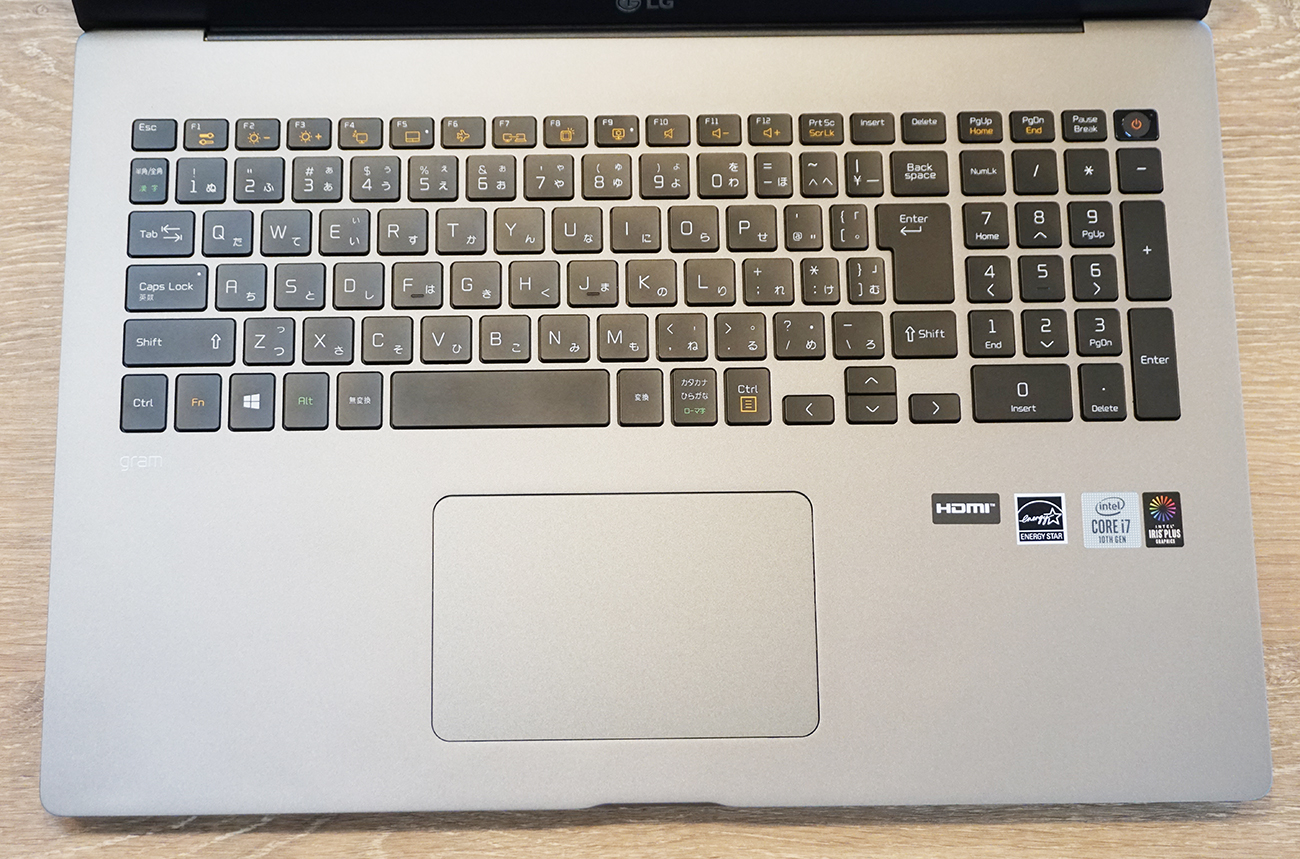 LG gram 17Z90N-VA72Jのキーボードを確認